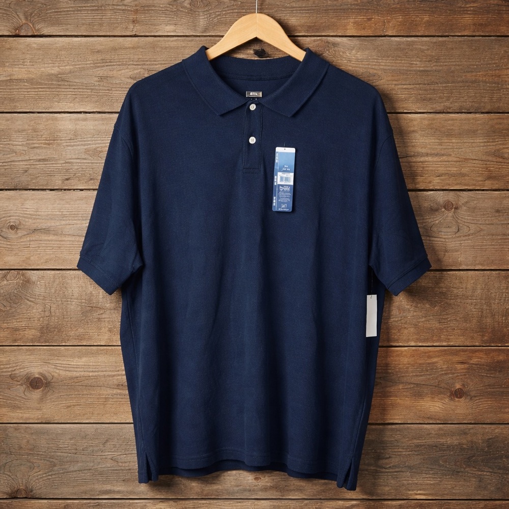 George Mens 3XL 54/56 Dark Navy Polo Classic Two-Button Cotton Spandex Shirt